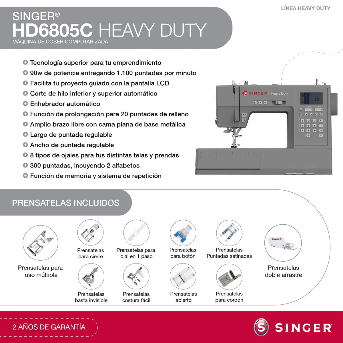 Máquina de Coser Singer Heavy Duty HD6805C Computarizada