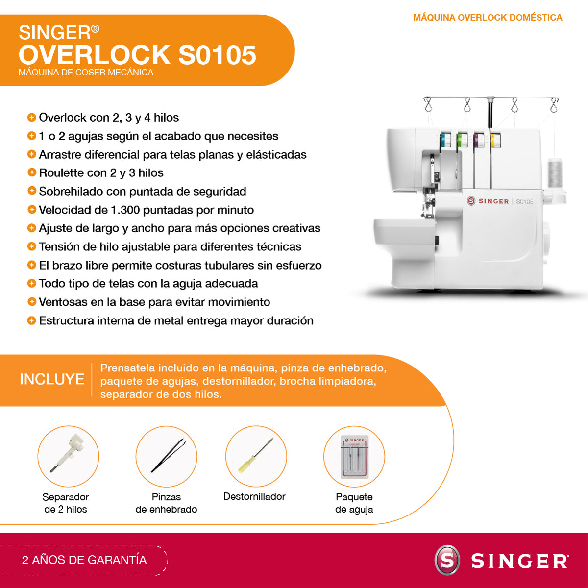 Máquina Overlock Singer S0105