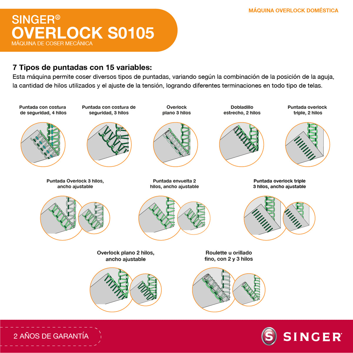 Máquina Overlock Singer S0105